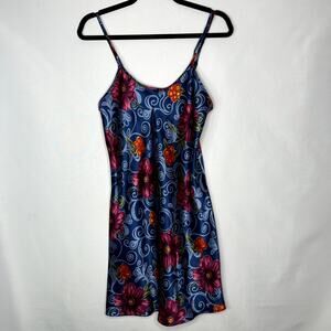 Erika Taylor floral Multicolor Polyester Intimates Night Gown Slip Dress Small